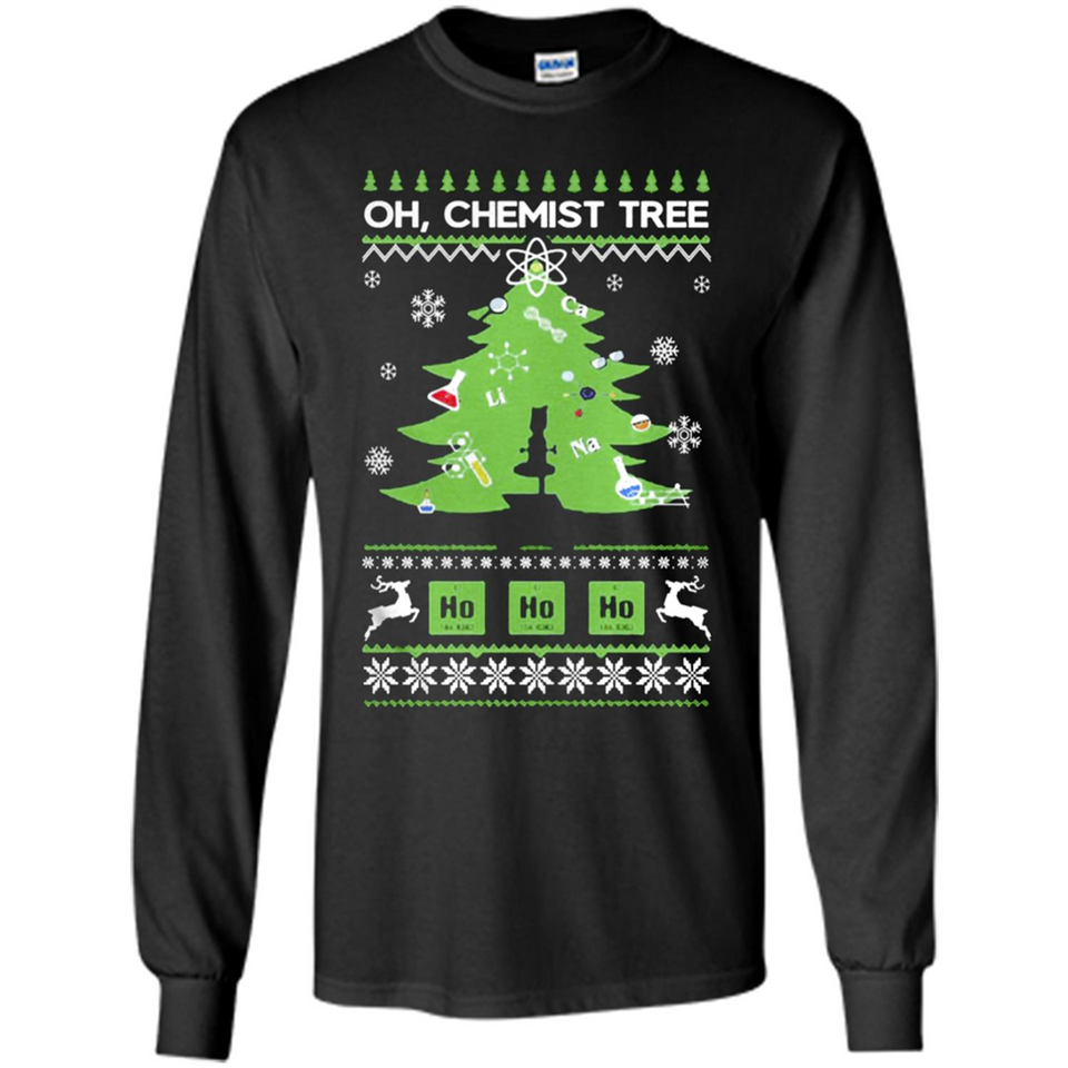 Oh Chemist Tree Ugly Christmas Sweater - Long Sleeve T-Shirt