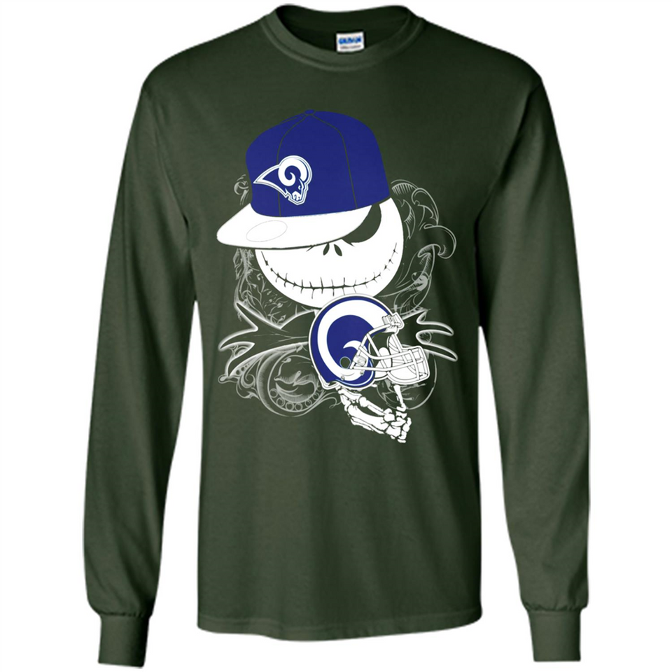 Jack Skellington The Nightmare Before Christmas-Rams Football - Long Sleeve T-Shirt