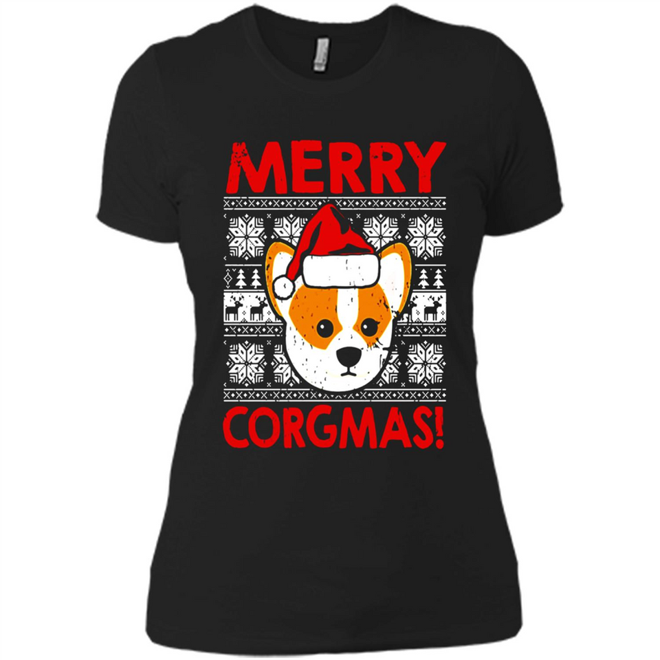 Funny Christmas Santa Corgi Dog Merry Corgmas - Ladies' Boyfriend T-Shirt