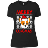 Funny Christmas Santa Corgi Dog Merry Corgmas - Ladies' Boyfriend T-Shirt