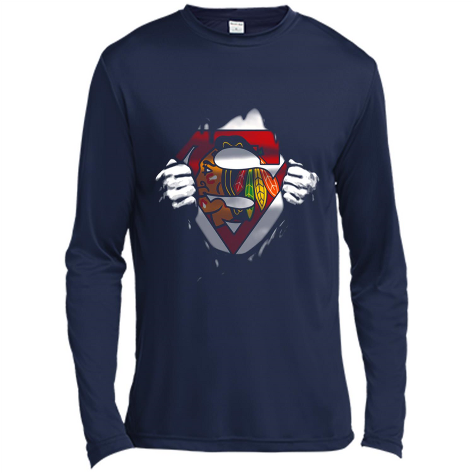 Chicago Blackhawks And Superman Fans - Canvas Long Sleeve T-Shirt