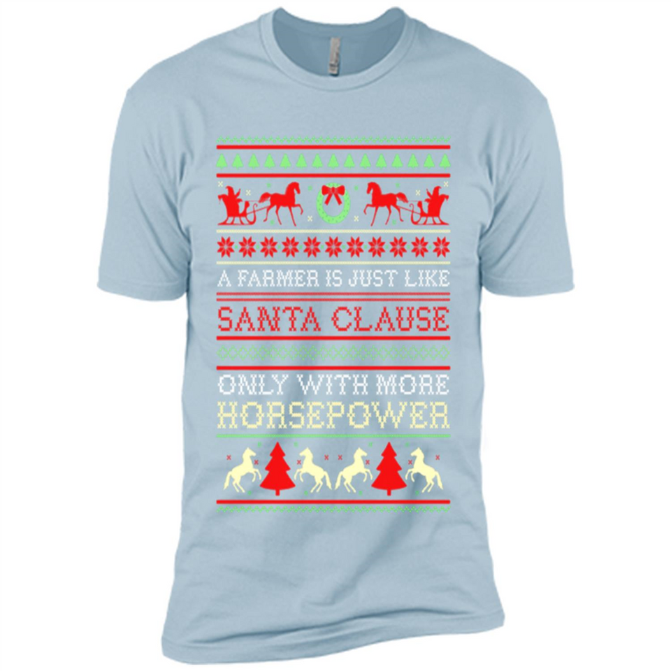 Funny Farmers Gift Ugly Santa Claus Horsepower - Premium Short Sleeve T-Shirt