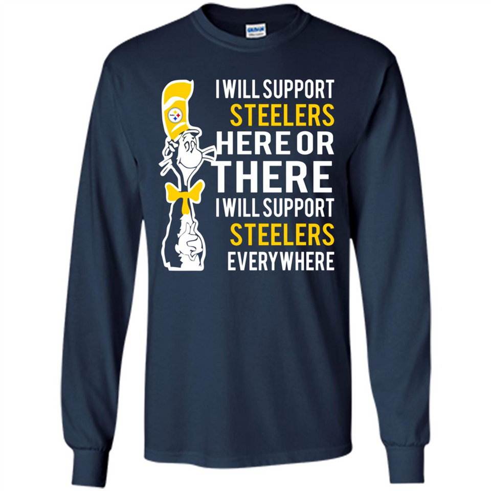 Shirt For Dr Seuss Cat And Pittsburgh Steelers Fans - Long Sleeve T-Shirt