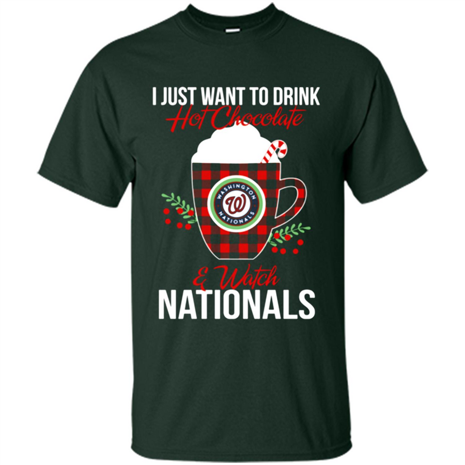 I Just Want To Drink Hot Chocolate & Watch Washington Nationals Ugly Christmas Sweater PINGPONG