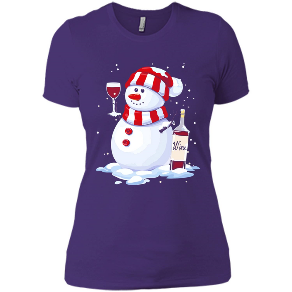 Cute Snowman drink Red Wine Christmas - Ladies' Boyfriend T-Shirt
