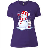 Cute Snowman drink Red Wine Christmas - Ladies' Boyfriend T-Shirt