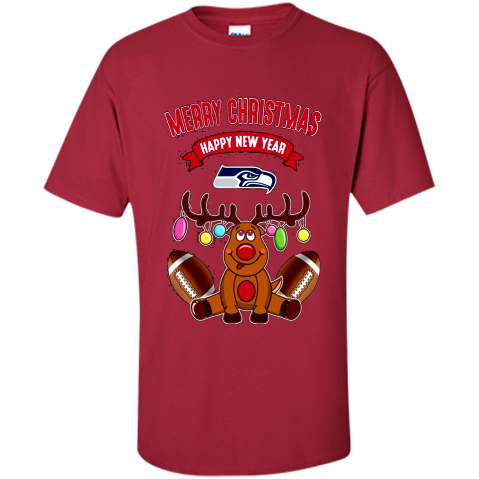 Seattle Seahawks NFL Reindeer Funny Merry Christmas And Happy New Year