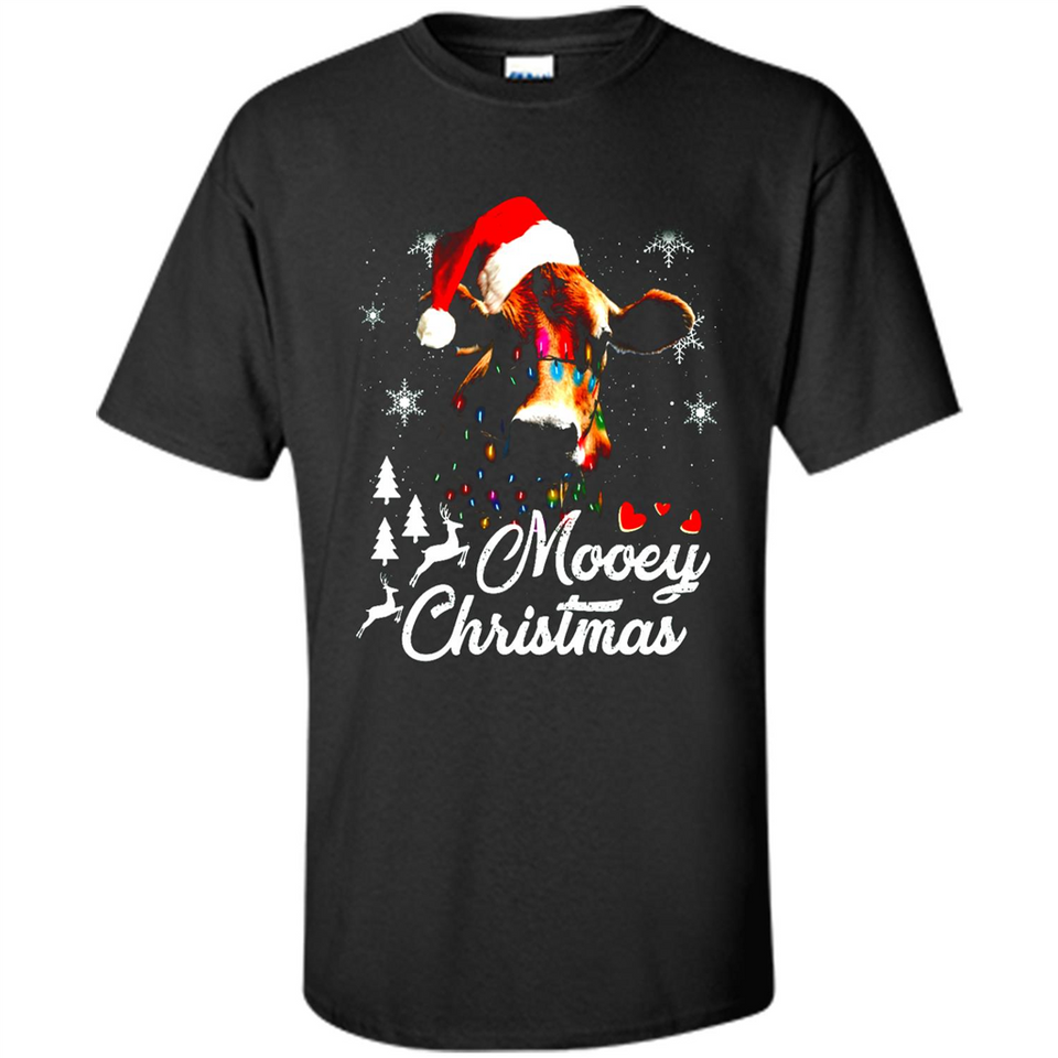 Mooey Christmas Cow Santa Christmas Lover Lights Sweatshirt - Shirt