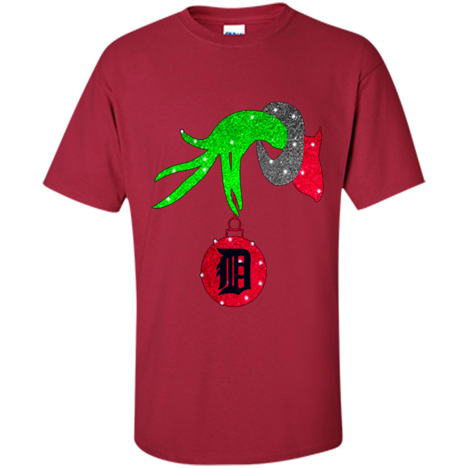 GRINCH HAND HOLDING DETROIT TIGERS GLITTER CHRISTMAS PINGPONG
