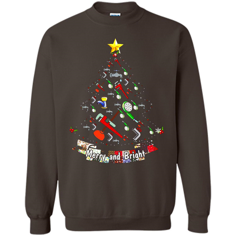 Merry And Bright Plumber Christmas Tree Shirt PINGPONG - Sweatshirt