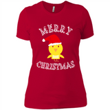 Bird Santa Merry Christmas T-Shirt - Birds Watchers Xmas - Ladies' Boyfriend T-Shirt