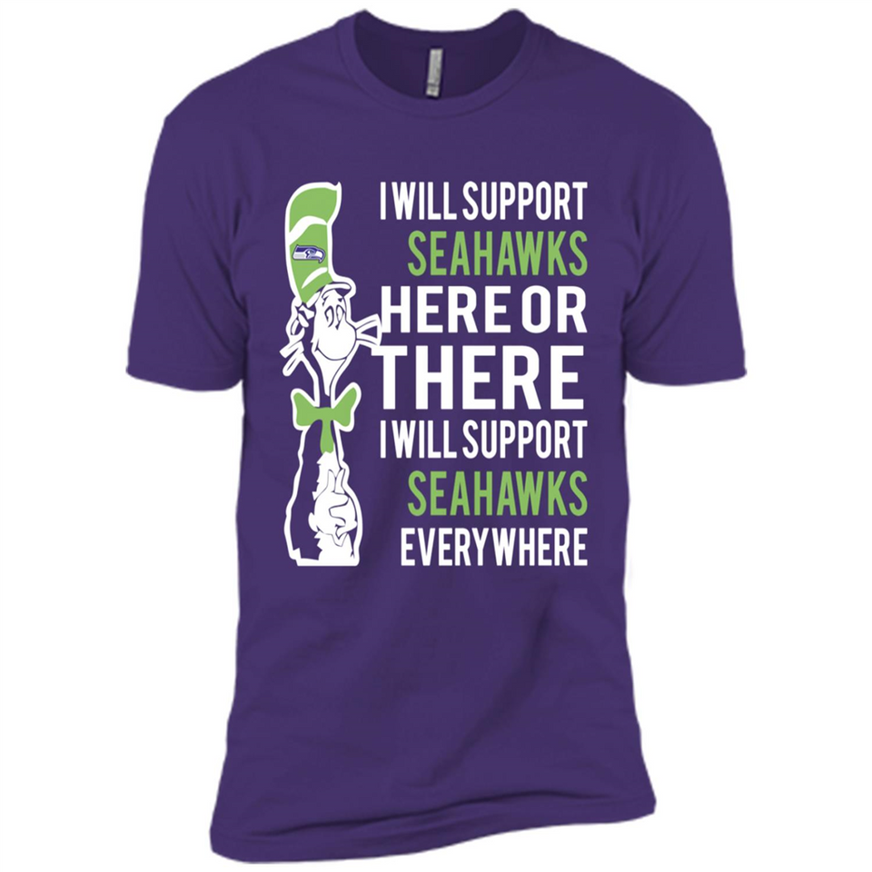 Shirt For Dr Seuss Cat And Seattle Seahawks Fans - Premium Short Sleeve T-Shirt