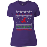 Dinosaur and Santa Ugly Christmas Sweater - Ladies' Boyfriend T-Shirt
