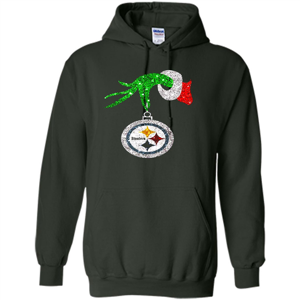 Fantastic Pittsburgh Steelers Glitter Grinch Monogram Ornament Christmas Gift - Hoodie