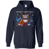 Christmas Ugly Sweater Cat With Christmas Meowy Chritstmas - Hoodie