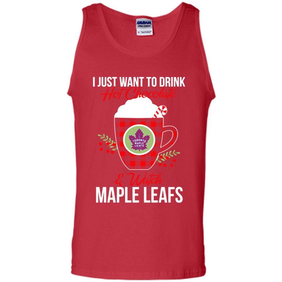 I Just Want To Drink Hot Chocolate & Watch Toronto Maple Leafs Ugly Christmas Sweater PINGPONG