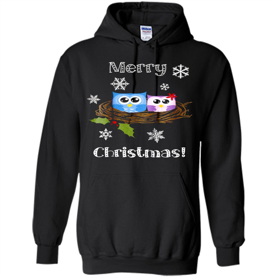 Cute Christmas Shirt Merry Christmas Snowflakes Owls Nest