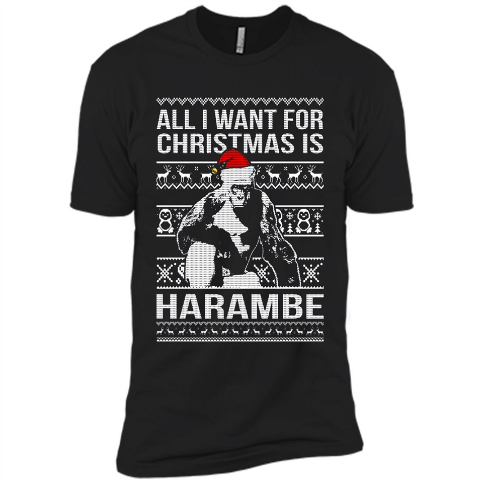 All I Want For Christmas Is Harambe Christmas - Premium Short Sleeve T-Shirt