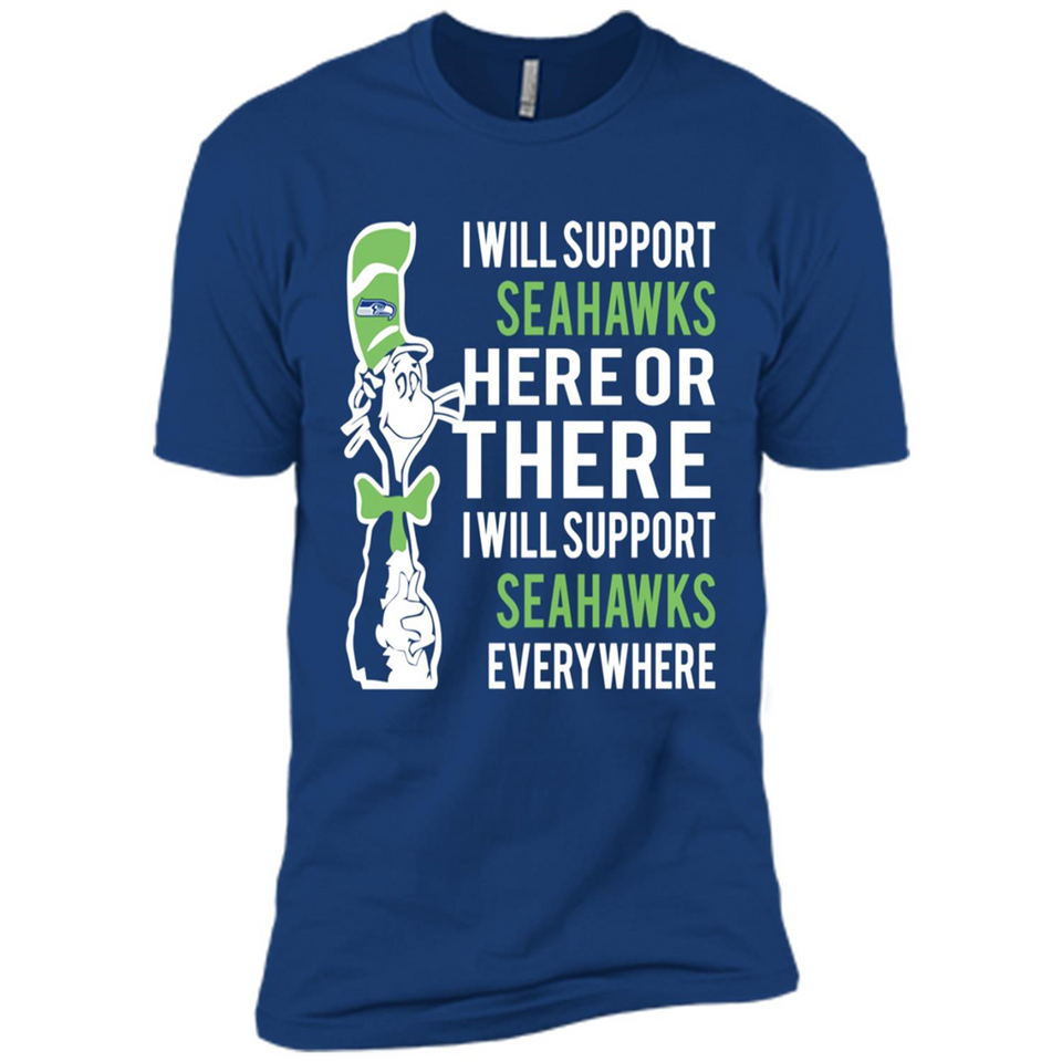 Shirt For Dr Seuss Cat And Seattle Seahawks Fans - Premium Short Sleeve T-Shirt