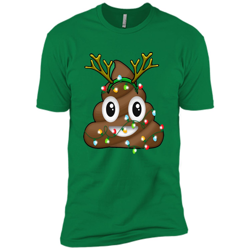 Reindeer Poop Emoji Cute Merry Christmas T-Shirt - Premium Short Sleeve T-Shirt