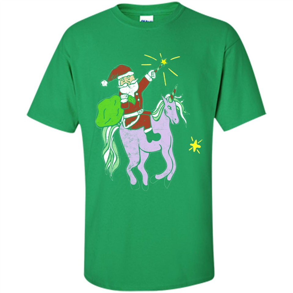 Distressed Retro Santa Riding Unicorn - Shirt