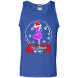 Christmas In July Flamingo Snow Globe Santa Hat - Tank Top
