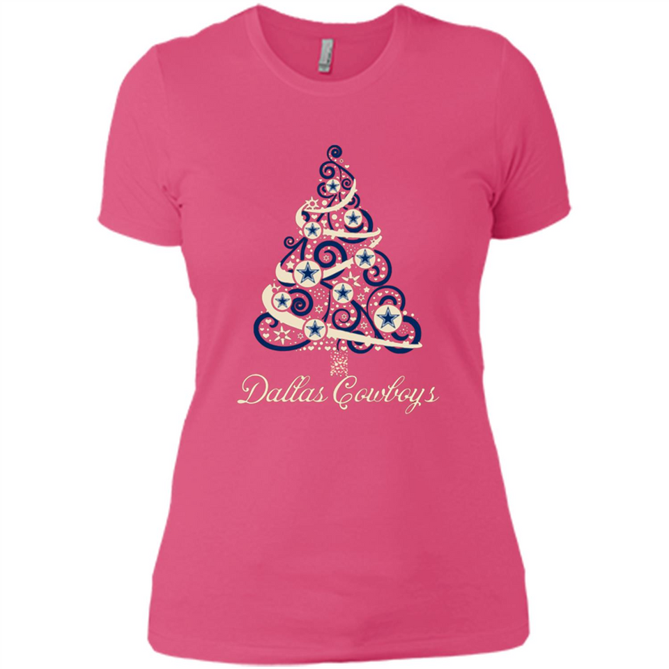 Dallas Cowboys NFL Football Team Logo Christmas Tree T-Shirt - Ladies' Boyfriend T-Shirt
