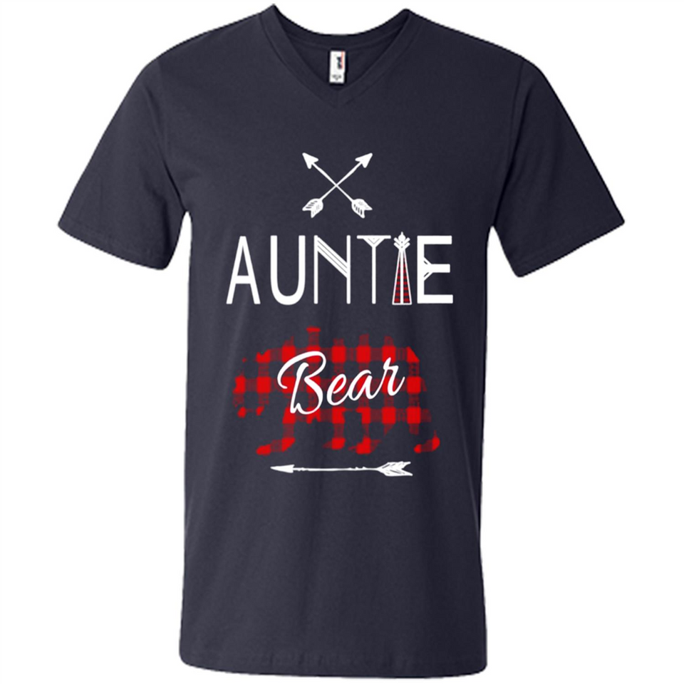 Aunt Shirt Buffalo Plaid Family Camp Bear Tee - Men's V-Neck