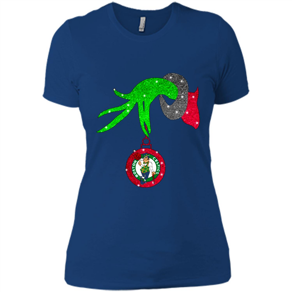 GRINCH HAND HOLDING BOSTON CELTICS NBA GLITTER CHRISTMAS PINGPONG