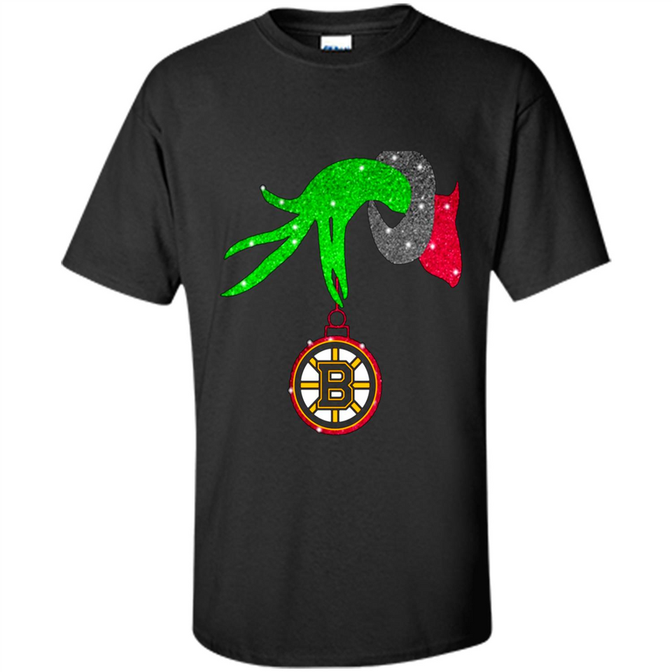 GRINCH HAND HOLDING BOSTON BRUINS GLITTER CHRISTMAS PINGPONG