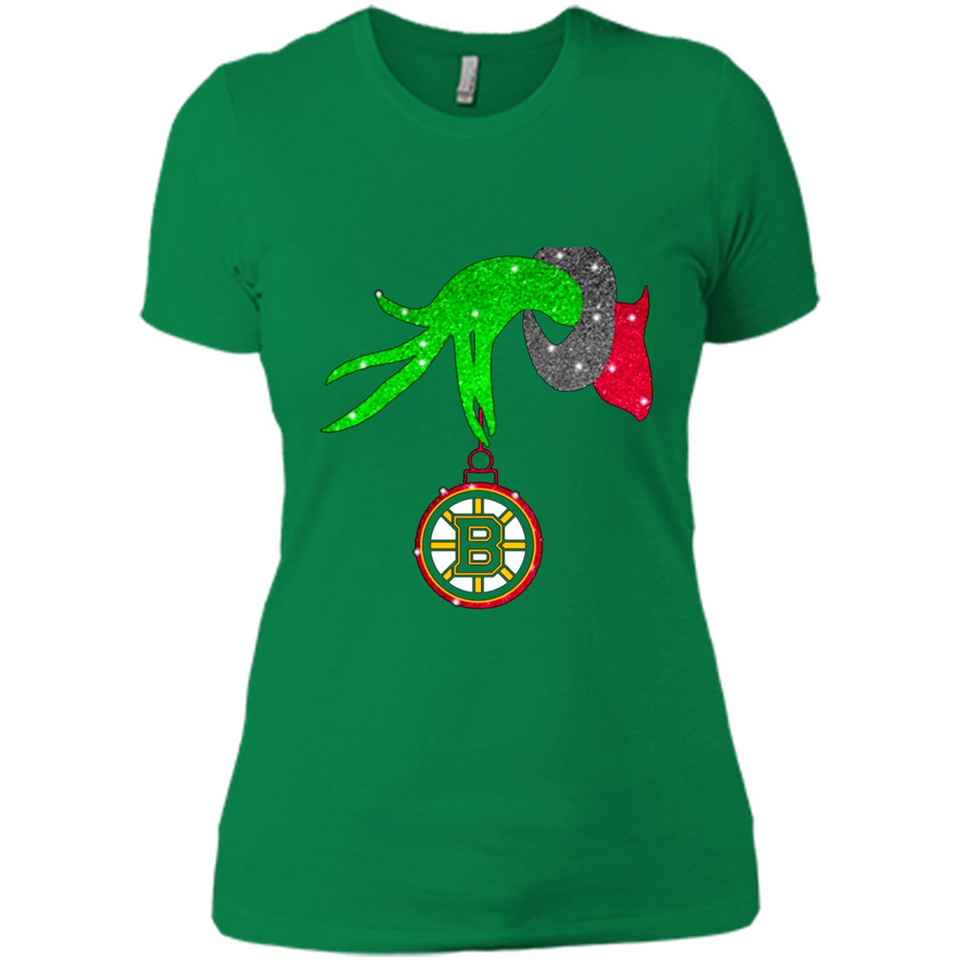 GRINCH HAND HOLDING BOSTON BRUINS GLITTER CHRISTMAS PINGPONG