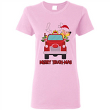 Merry Truck-Mas Christmas Fire Truck Cute Reindeer Sporty - Ladies Short-Sleeve