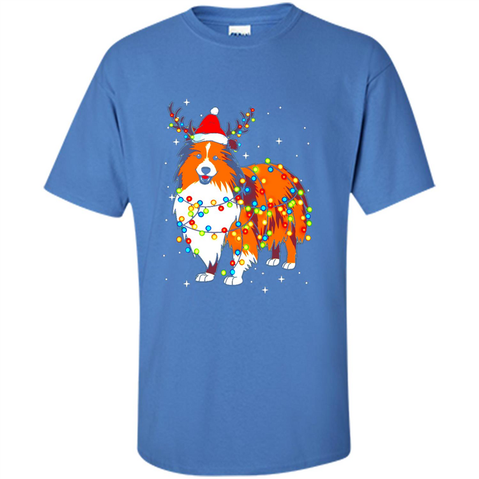 Christmas Lights Shetland Sheepdog Wearing Santa Hat Funny Xmas Mug - Shirt
