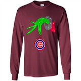 GRINCH HAND HOLDING CHICAGO CUBS GLITTER CHRISTMAS PINGPONG