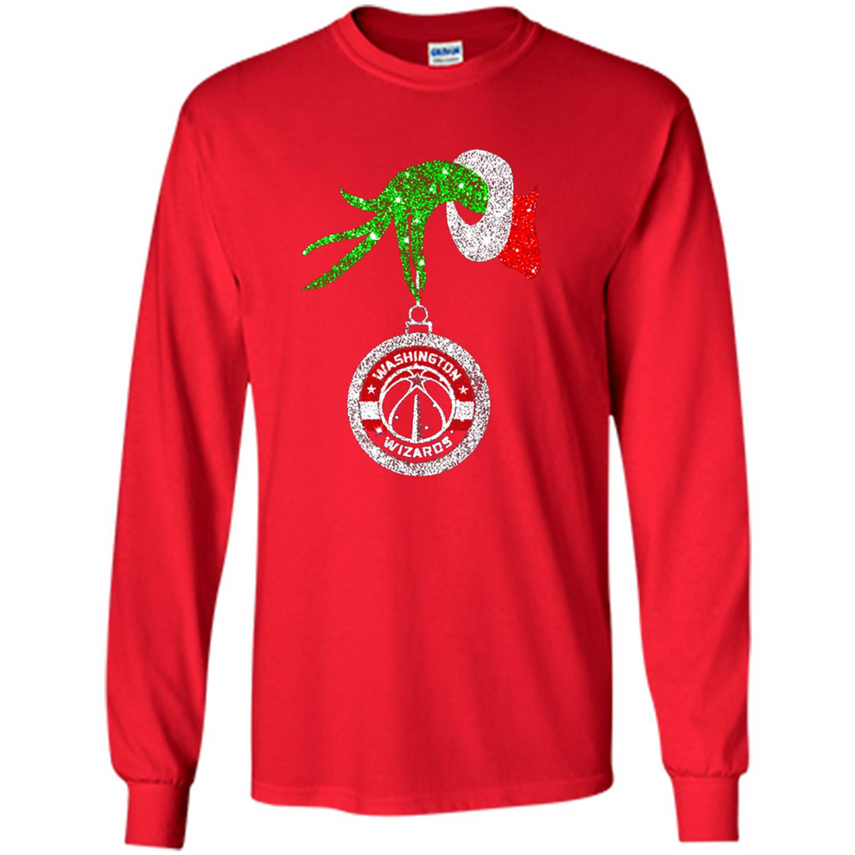 Funny Washington Wizards Glitter Grinch Monogram Ornament Christmas - Long Sleeve T-Shirt