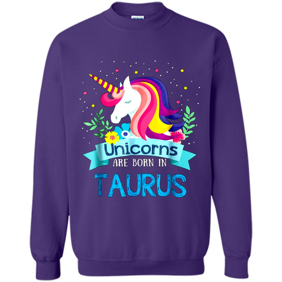 Unicorns are born in Taurus Birthday Rainbow Gift Ladies Custom