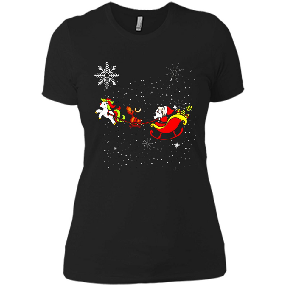 Christmas Unicorn Rudolph and Santa - Ladies' Boyfriend T-Shirt