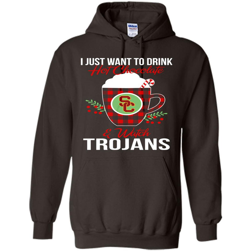 I Just Want To Drink Hot Chocolate & Watch USC Trojans Ugly Christmas Sweater PINGPONG