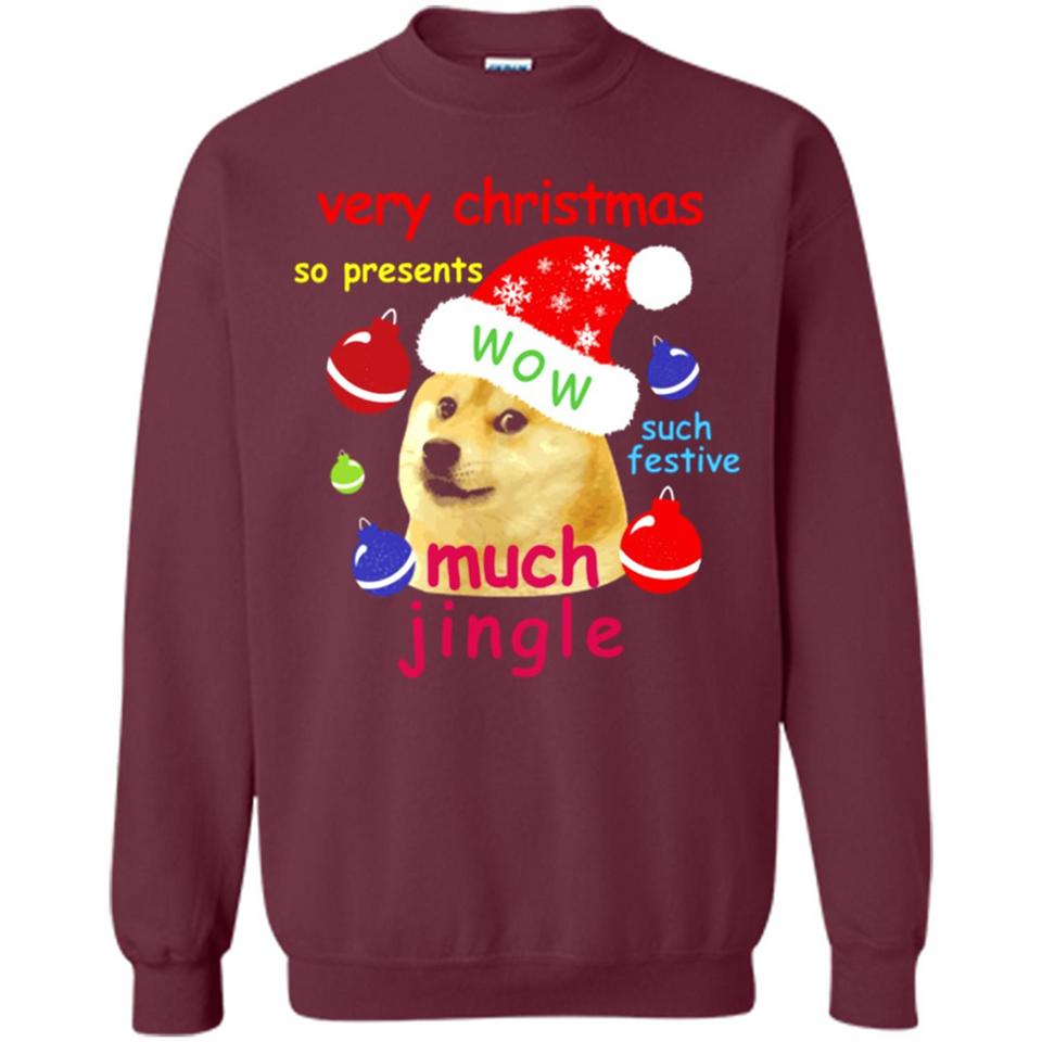 Christmas Doge Meme Shirts Funny Santa Shiba Inu Dog - Sweatshirt