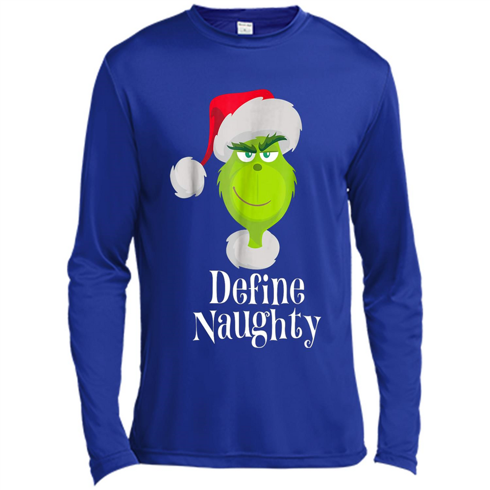 Santa Grinch Define Naughty Christmas Sweatshirt - Canvas Long Sleeve T-Shirt