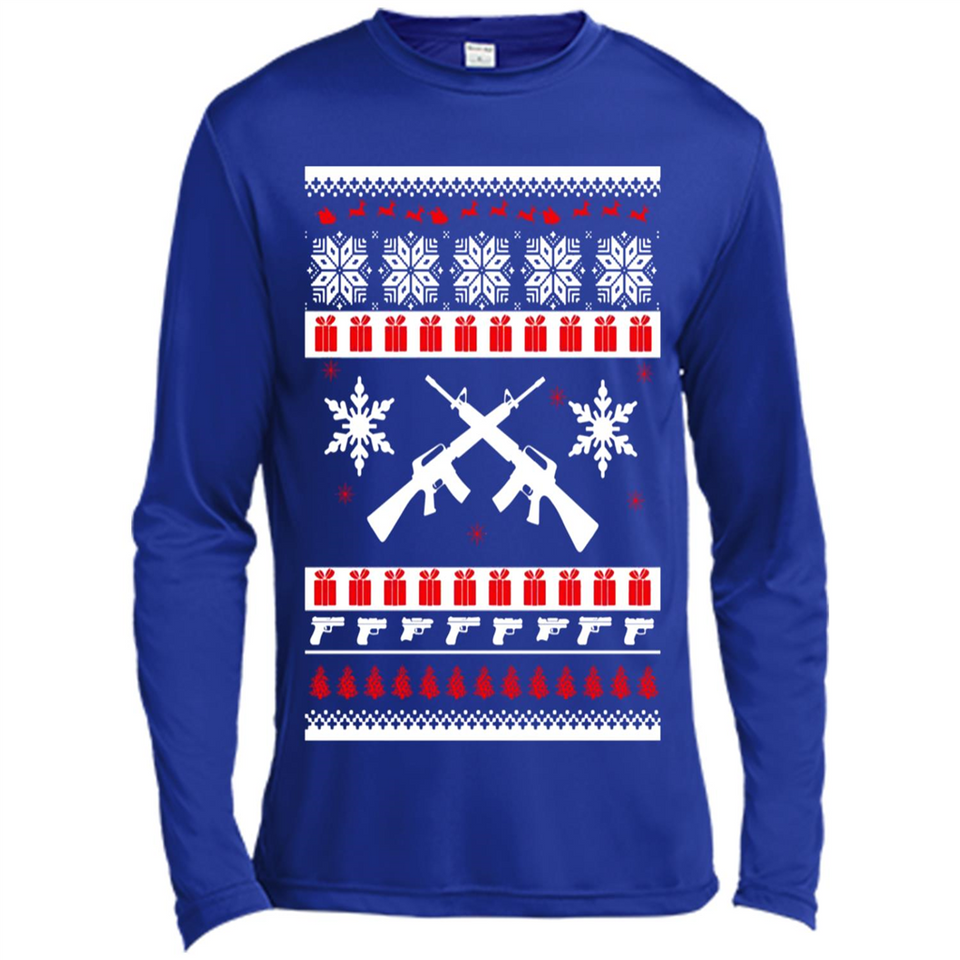 Rifle I Want Rifle Guns For Christmas ugly - Canvas Long Sleeve T-Shirt