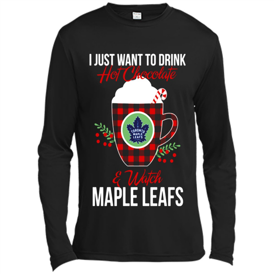 I Just Want To Drink Hot Chocolate & Watch Toronto Maple Leafs Ugly Christmas Sweater PINGPONG