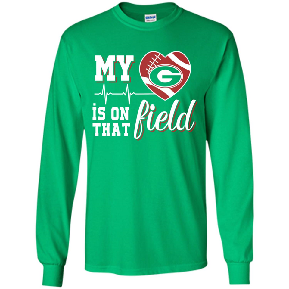 Georgia Bulldogs Football My Heart is on that Field - Long Sleeve T-Shirt