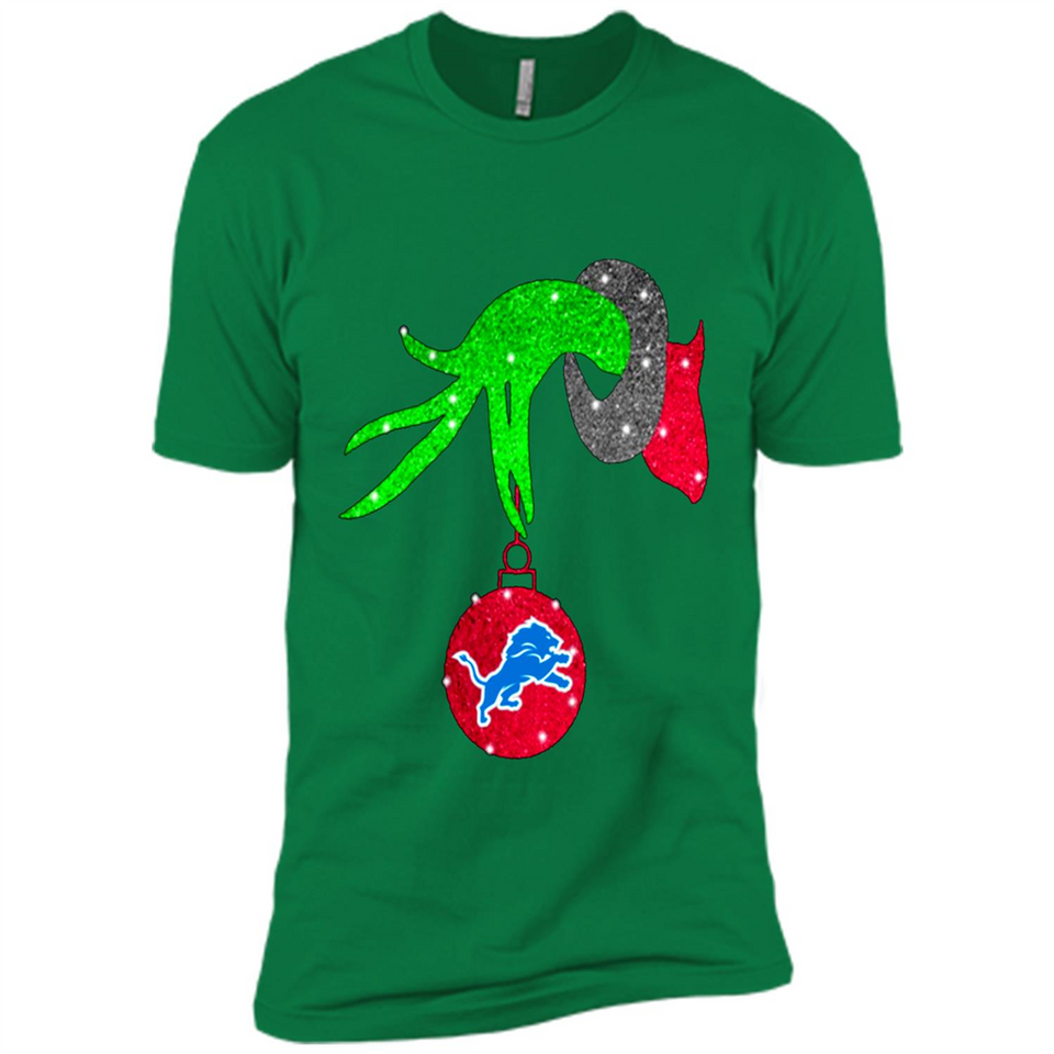 GRINCH HAND HOLDING DETROIT LIONS GLITTER CHRISTMAS PINGPONG