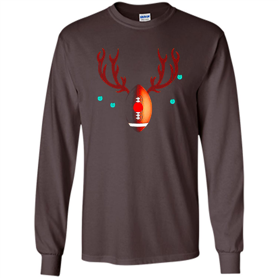 Football Christmas Shirt Reindeer Christmas Football Funny - Long Sleeve T-Shirt