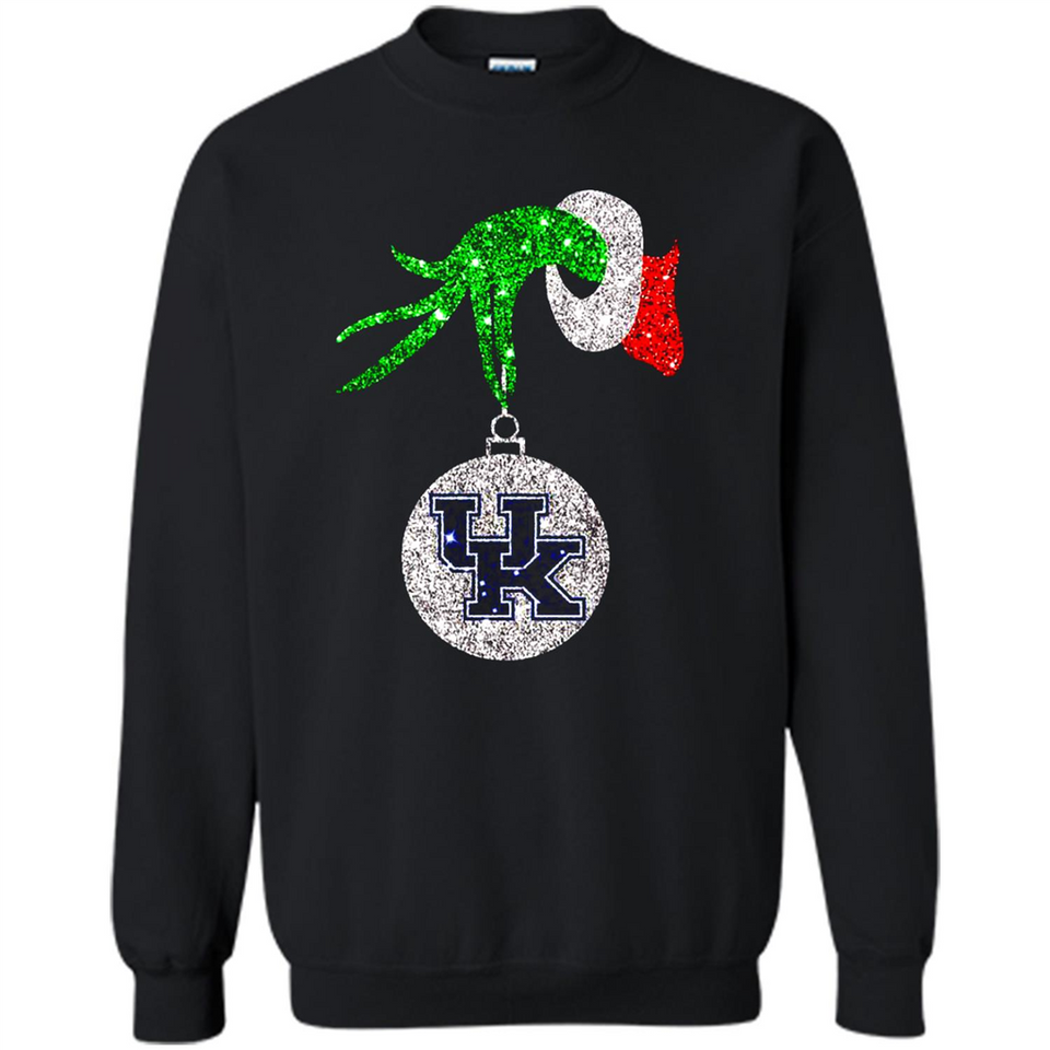 Amazing shirt Kentucky Wildcats Glitter Grinch Monogram Ornament Christmas Gift - Sweatshirt