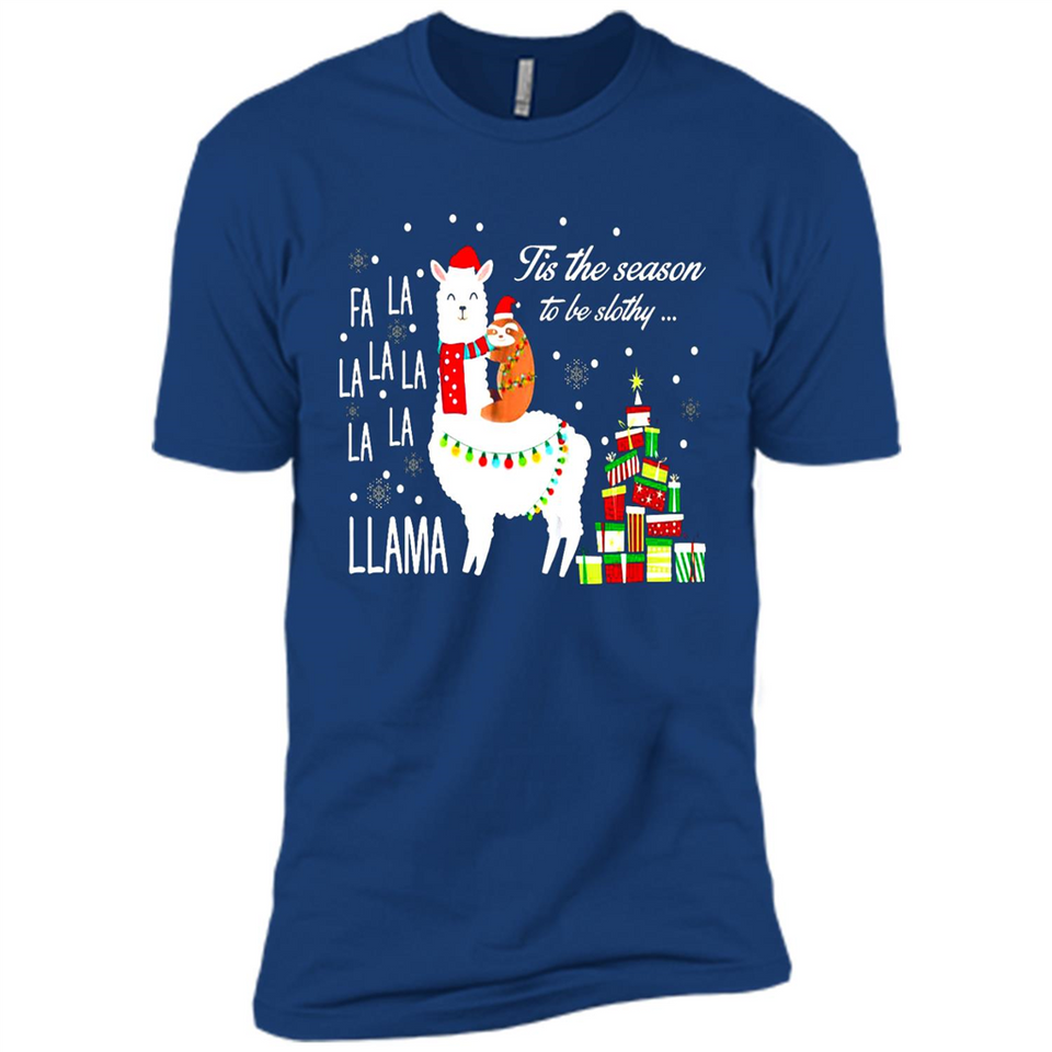 Llama Tis the season to be slothy Christmas sweatshirt PINGPONG - Premium Short Sleeve T-Shirt