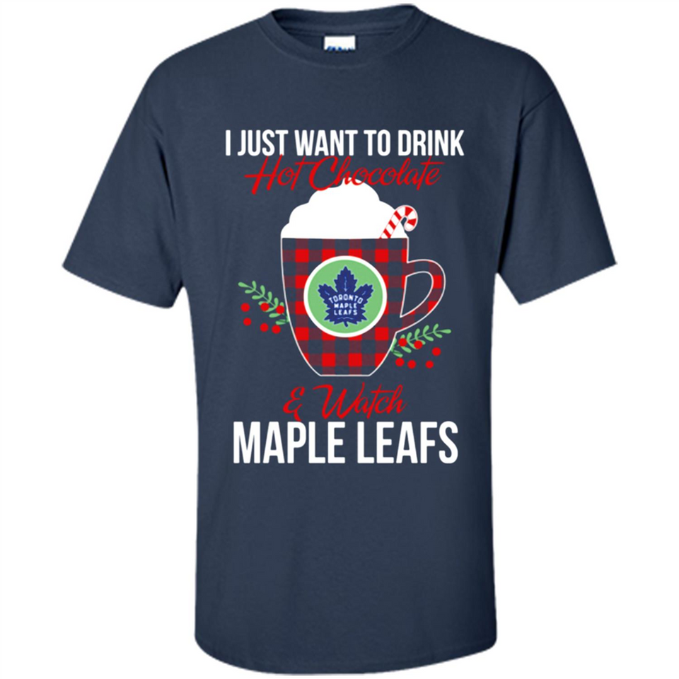 I Just Want To Drink Hot Chocolate & Watch Toronto Maple Leafs Ugly Christmas Sweater PINGPONG