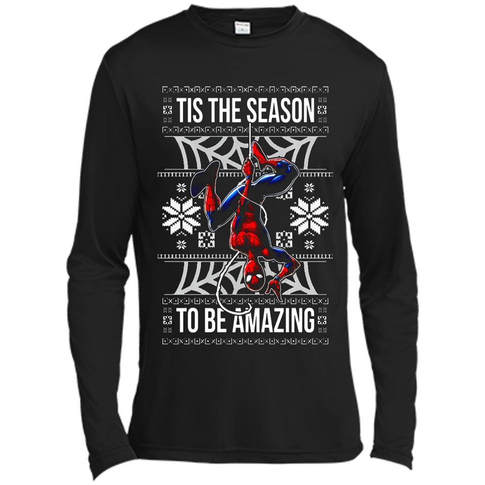 Marvel Spider Man Tis The Season To Be Amazing Ugly Christmas Mug PINGPONG - Canvas Long Sleeve T-Shirt