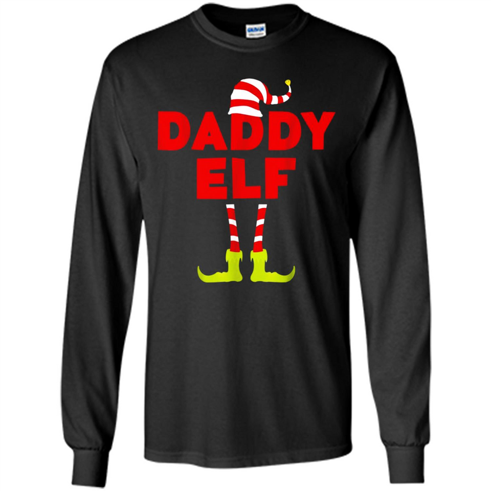 Mens Daddy Elf T-Shirt Funny Matching Christmas Costume - Long Sleeve T-Shirt